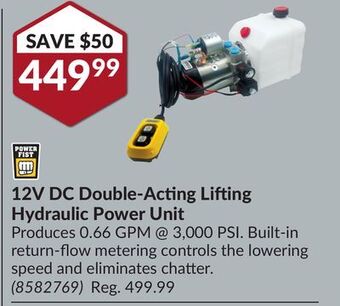 Princess Auto 12v dc double-acting lifting hydraulic power unit offer