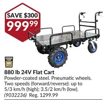 Princess Auto 880 lb 24v flat cart offer