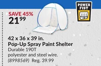 Princess Auto 42 x 36 x 39 in. pop-up spray paint shelter offer