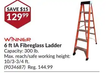 Princess Auto 6 ft ia fibreglass ladder offer