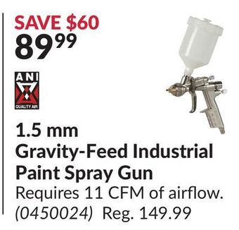 Princess Auto 1.5 mm gravity-feed industrial paint spray gun offer