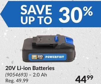 Princess Auto 20v li-ion batteries offer