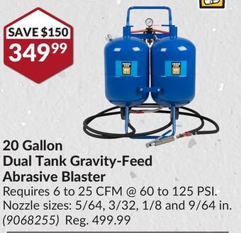 Princess Auto 20 gallon dual tank gravity-feed abrasive blaster offer