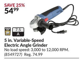 Princess Auto 5 in. variable-speed electric angle grinder offer