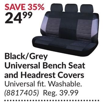 Princess Auto Black/grey universal bench seat and headrest offer