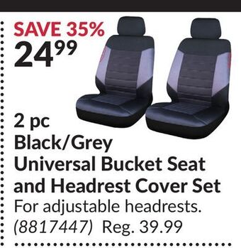 Princess Auto 2 pc black/grey universal bucket seat and headrest cover set offer