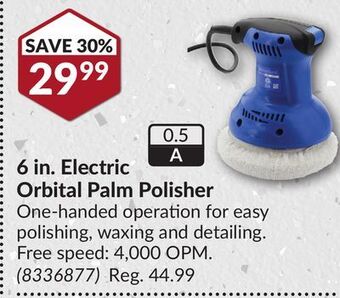 Princess Auto 6 in. electric orbital palm polisher offer