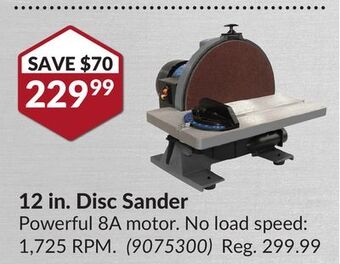 Princess Auto 12 in. disc sander offer