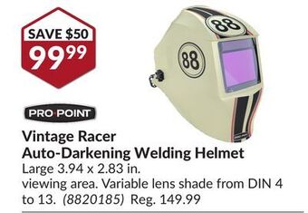 Princess Auto Vintage racer auto-darkening welding helmet offer
