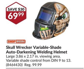 Princess Auto Skull wrecker variable-shade auto-darkening welding helmet offer
