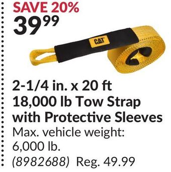 Princess Auto 2-1/4 in. x 20 ft 18, 000 lb tow strap with protective sleeves offer