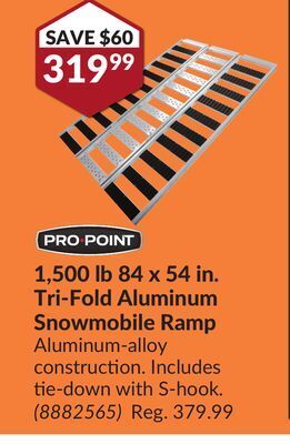 Princess Auto 1,500 lb 84 x 54 in. tri-fold aluminum snowmobile ramp offer