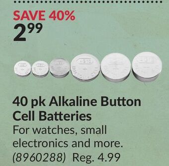 Princess Auto 40 pk alkaline button cell batteries offer