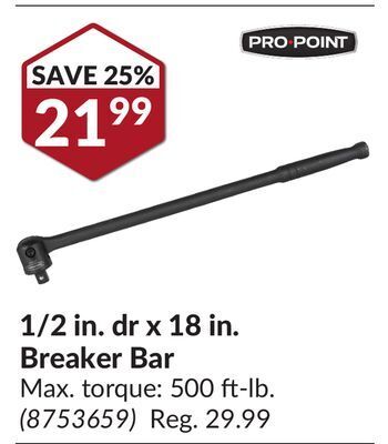 Princess Auto 1/2 in. dr x 18 in. breaker bar offer