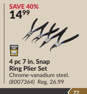 Princess Auto 4 pc 7 in. snap ring plier set offer