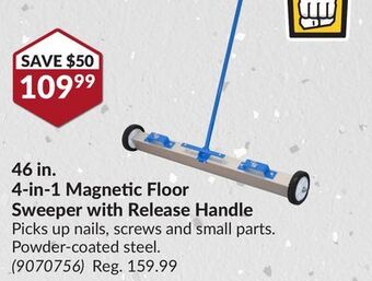 Princess Auto 46 in. 4-in-1 magnetic floor sweeper offer