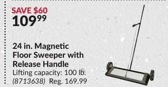 Princess Auto 24 in. magnetic floor sweeper with release offer