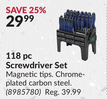 Princess Auto 118 pc screwdriver set offer