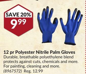 Princess Auto Polyester nitrile palm gloves offer