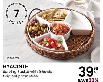 Stokes Hyacinth serving basket with 6 bowls offer