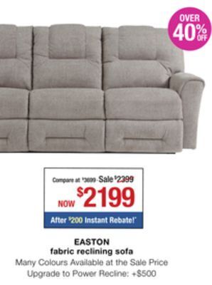 La Z Boy Easton fabric reclining sofa offer