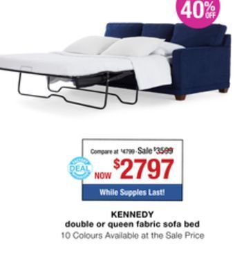 La Z Boy Kennedy double or queen fabric sofa bed offer