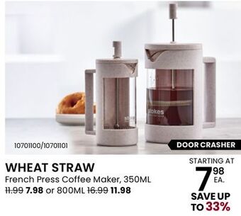 Stokes Wheat straw french press coffee maker offer