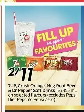 7UP Crush,Mug Root Beer & Dr Pepper Soft Drinks
