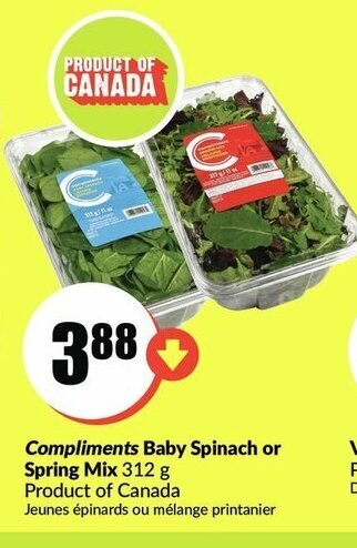 FreshCo Compliments baby spinach or spring mix offer