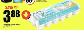 FreshCo Compliments balance omega 3 large eggs dozen offer