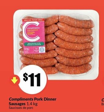 FreshCo Compliments pork dinner sausages offer