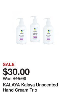 TSC Stores Kalaya unscented hand cream trio offer