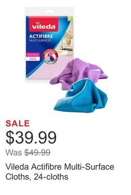 Costco Vileda actifibre multi-surface cloths, 24-cloths offer