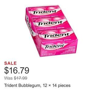 Costco Trident bubblegum, 12 × 14 pieces offer
