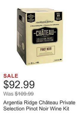 Costco Argentia ridge château private selection pinot noir wine kit offer