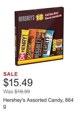 Costco Hershey's assorted candy, 864 g offer