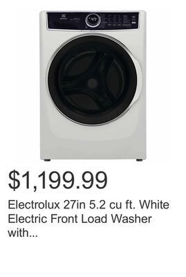 Costco Electrolux 27in 5.2 cu ft. white electric front load washer with smartboost stain removing offer