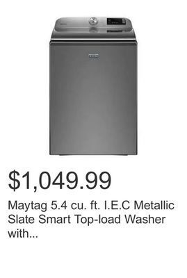 Costco Maytag 5.4 cu. ft. i.e.c metallic slate smart top-load washer with extra power button offer