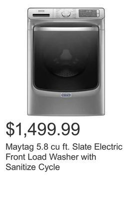 Costco Maytag 5.8 cu ft. slate electric front load washer with sanitize cycle offer