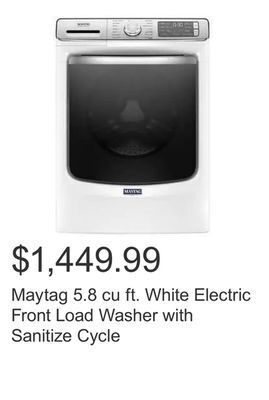 Costco Maytag 5.8 cu ft. white electric front load washer with sanitize cycle offer