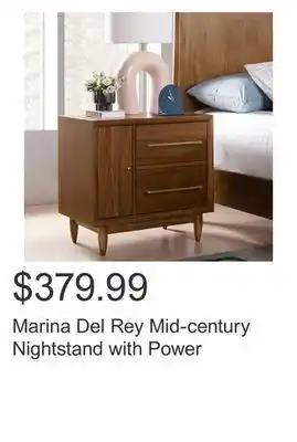 Costco Marina del rey mid-century nightstand with power offer