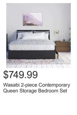 Costco Wasabi 2-piece contemporary queen storage bedroom set offer