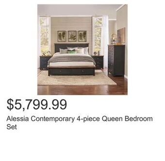 Costco Alessia contemporary 4-piece queen bedroom set offer