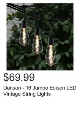 Costco Danson - 16 jumbo edison led vintage string lights offer