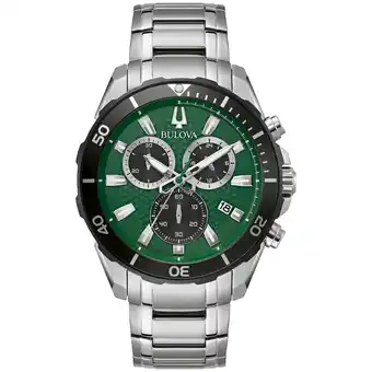 Best Buy Bulova classic 45mm men's chronograph dress watch - silver-tone/green offer