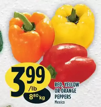 Marché Adonis Red, yellow or orange peppers offer