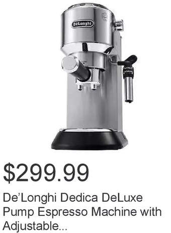 Costco De’longhi dedica deluxe pump espresso machine with adjustable frothing wand offer