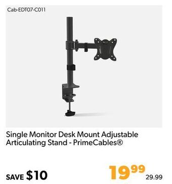 Shopper+ Single monitor desk mount adjustable articulating stand - primecables offer
