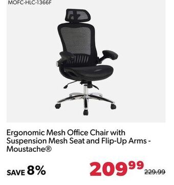 Shopper+ Ergonomic mesh office chair with suspension mesh seat and flip-up arms - moustache offer