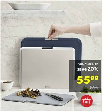 Shopper+ Joseph joseph nest plastic cutting set with storage stand 3 different sized boards offer